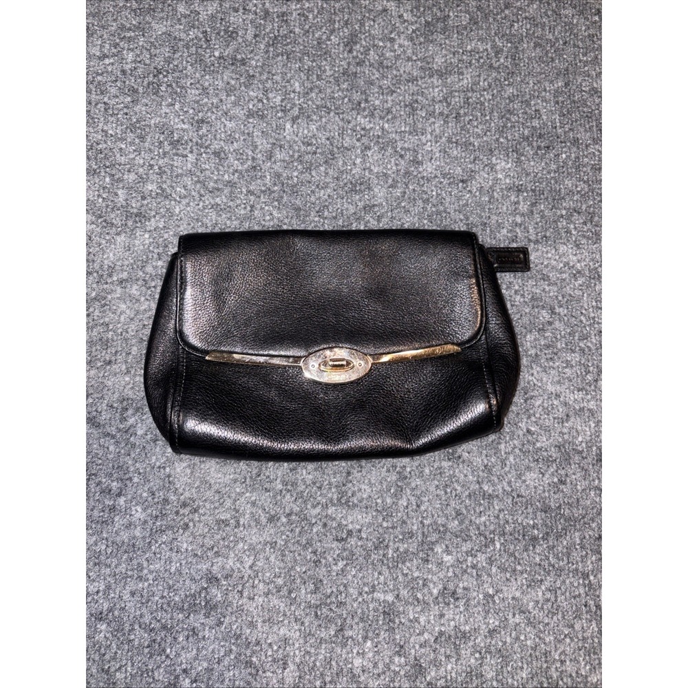 Coach black leather madison clutch/crossbody